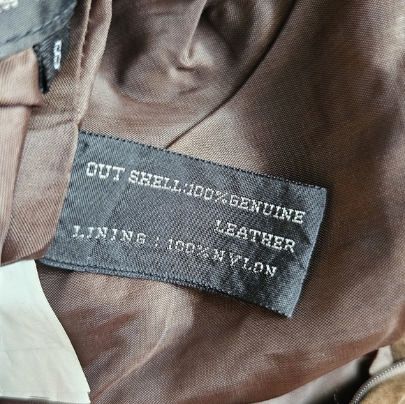 Vintage Pelle genuine leather brown midi high-rise straight skirt Size 8 - Picture 7 of 7